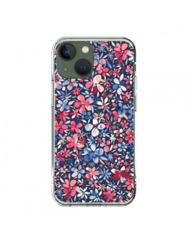 Coque iPhone 13 Colorful Little Flowers Navy - Ninola Design