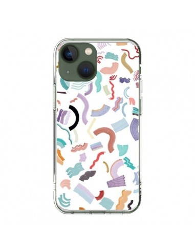 Coque iPhone 13 Curly and Zigzag Stripes White - Ninola Design