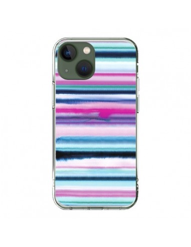 Coque iPhone 13 Degrade Stripes Watercolor Pink - Ninola Design