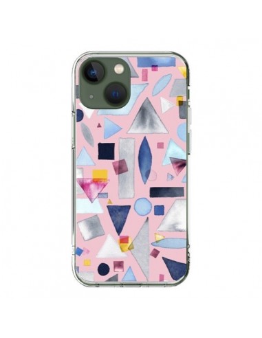 Coque iPhone 13 Geometric Pieces Pink - Ninola Design
