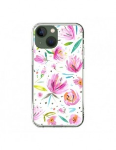 iPhone 13 Case Painterly Waterolor Texture Flowers -...