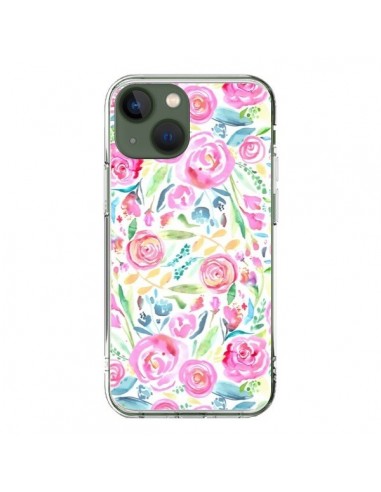 Coque iPhone 13 Speckled Watercolor Pink - Ninola Design
