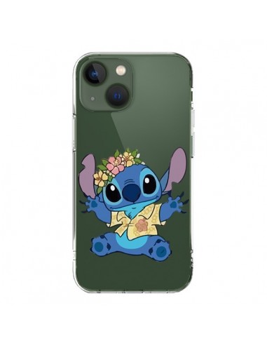 Coque iPhone 13 Stitch de Lilo et Stitch Aloha transparente