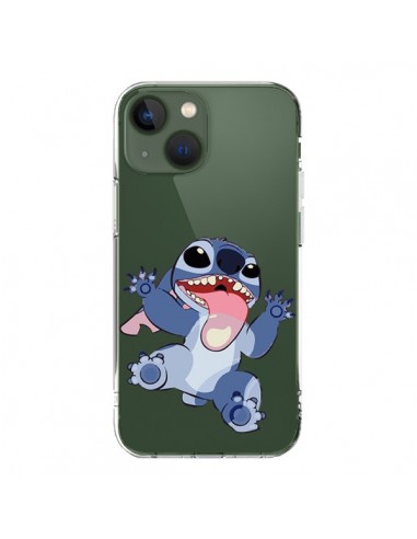 Coque iPhone 13 Stitch de Lilo et Stitch Langue transparente