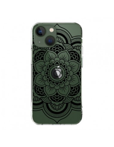 Coque iPhone 13 Mandala Noir Azteque Transparente - Nico