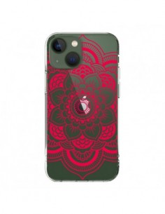 Coque iPhone 13 Mandala Rose Fushia Azteque Transparente...