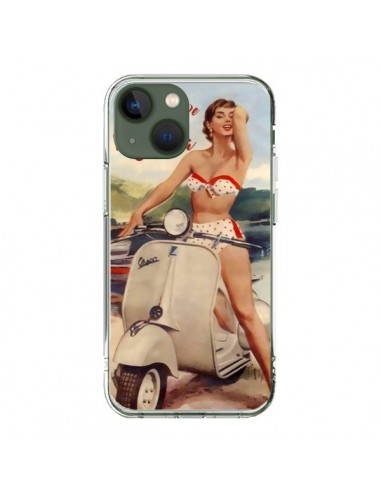 Coque iPhone 13 Pin Up With Love From the Riviera Vespa Vintage - Nico