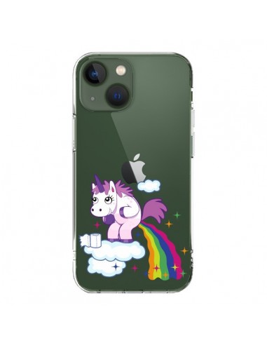 Coque iPhone 13 Licorne Caca Arc en Ciel Transparente - Nico