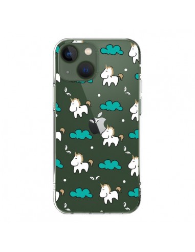 Coque iPhone 13 Licorne et Nuages Transparente - Nico