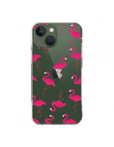 Coque iPhone 13 flamant Rose et Flamingo Transparente - Nico