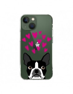 iPhone 13 Case Boston Terrier Hearts Dog Clear - Pet...