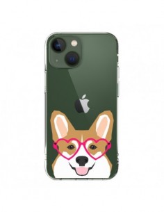 Cover iPhone 13 Cane Buffo Occhiali Cuori Trasparente -...