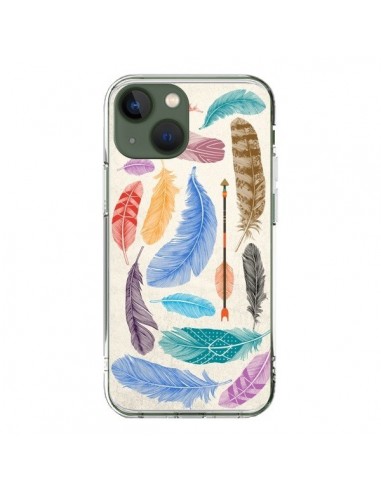Coque iPhone 13 Feather Plumes Multicolores - Rachel Caldwell