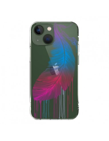 Coque iPhone 13 Plume Feather Arc en Ciel Transparente - Rachel Caldwell