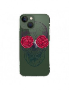 Cover iPhone 13 Teschio Rosa Fiori Trasparente - Rachel...