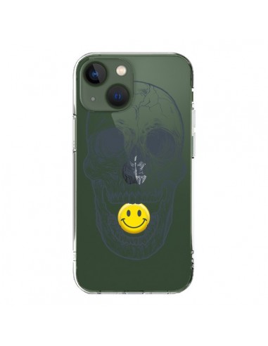 Coque iPhone 13 Tête de Mort Smiley Transparente - Rachel Caldwell