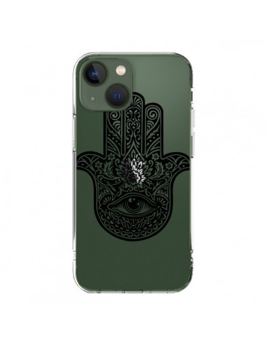 Coque iPhone 13 Hamsa Cinq Doigts Main Mauvais Oeil Transparente - Rachel Caldwell