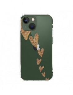 Coque iPhone 13 Coeur Falling Gold Hearts Transparente -...