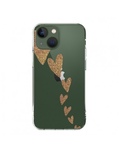 iPhone 13 Case Heart Falling Gold Hearts Clear - Sylvia Cook