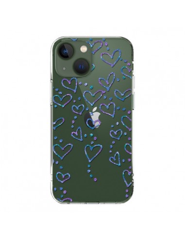 Coque iPhone 13 Floating hearts coeurs flottants Transparente - Sylvia Cook