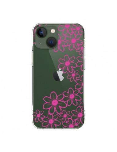 Coque iPhone 13 Pink Flowers Fleurs Roses Transparente - Sylvia Cook