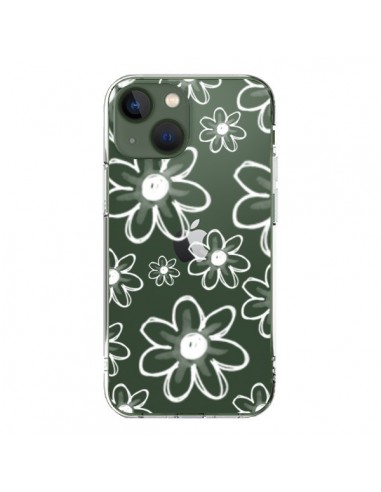 Cover iPhone 13 Mandala Bianco Fiore Trasparente - Sylvia Cook