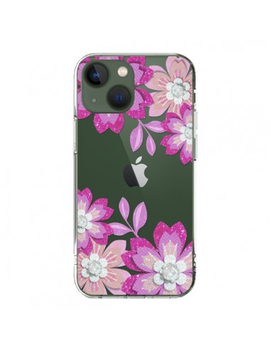 Coque iPhone 13 Winter Flower Rose, Fleurs d'Hiver Transparente - Sylvia Cook