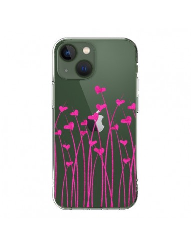 Coque iPhone 13 Love in Pink Amour Rose Fleur Transparente - Sylvia Cook