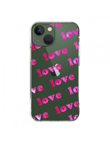 Coque iPhone 13 Pink Love Rose Transparente - Sylvia Cook