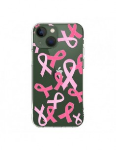 Coque iPhone 13 Pink Ribbons Ruban Rose Transparente -...