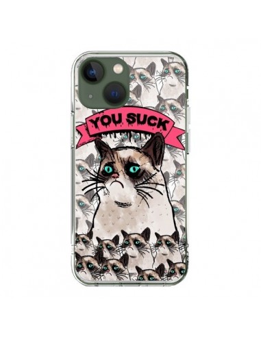 Coque iPhone 13 Chat Grumpy Cat - You Suck - Sara Eshak