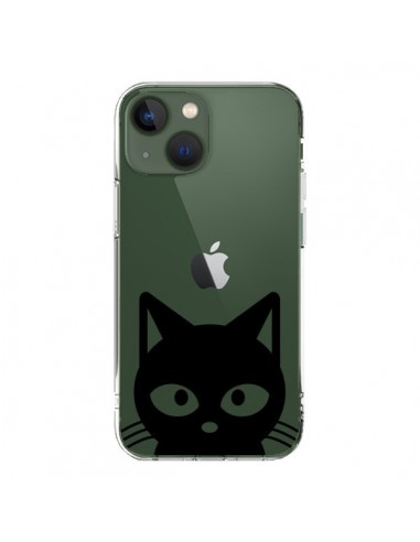 Cover iPhone 13 Testa Gatto Nero Trasparente - Yohan B.