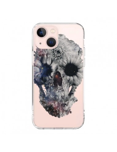 Coque iPhone 13 Mini Floral Skull Tête de Mort Transparente - Ali Gulec