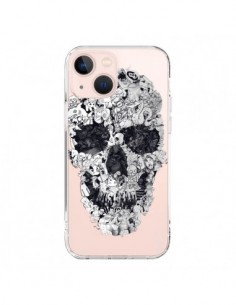 Coque iPhone 13 Mini Doodle Skull Dessin Tête de Mort...
