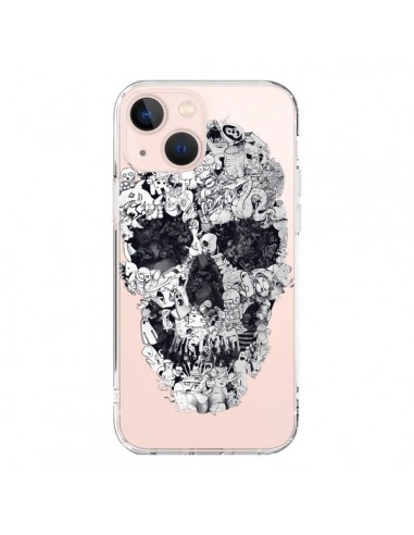 Coque iPhone 13 Mini Doodle Skull Dessin Tête de Mort Transparente - Ali Gulec