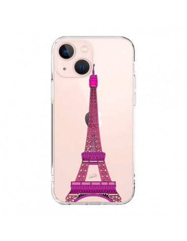 Coque iPhone 13 Mini Tour Eiffel Rose Paris Transparente - Asano Yamazaki