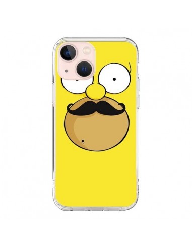 Coque iPhone 13 Mini Homer Movember Moustache Simpsons - Bertrand Carriere