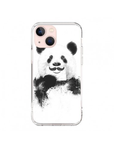 Coque iPhone 13 Mini Funny Panda Moustache Movember - Balazs Solti