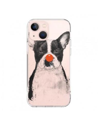 Coque iPhone 13 Mini Clown Bulldog Dog Chien Transparente - Balazs Solti