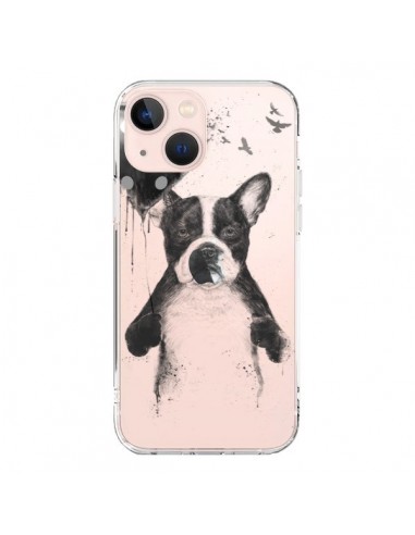 Coque iPhone 13 Mini Love Bulldog Dog Chien Transparente - Balazs Solti