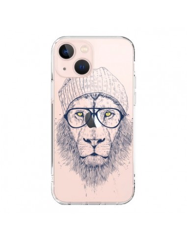 Coque iPhone 13 Mini Cool Lion Swag Lunettes Transparente - Balazs Solti