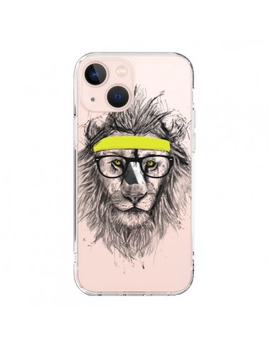 Coque iPhone 13 Mini Hipster Lion Transparente - Balazs Solti