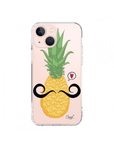 Coque iPhone 13 Mini Ananas Moustache Transparente - Chapo