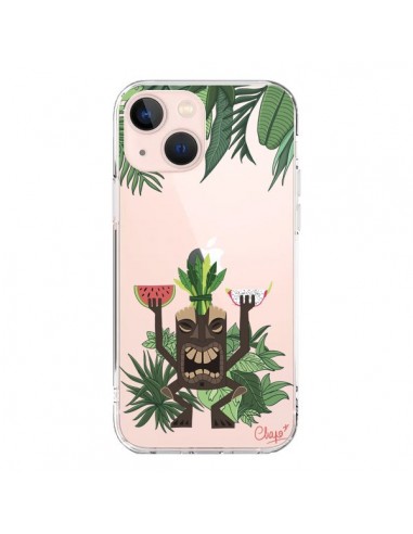 Coque iPhone 13 Mini Tiki Thailande Jungle Bois Transparente - Chapo