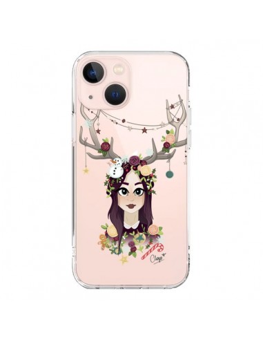 iPhone 13 Mini Case Girl Christmas Wood Deer Clear - Chapo
