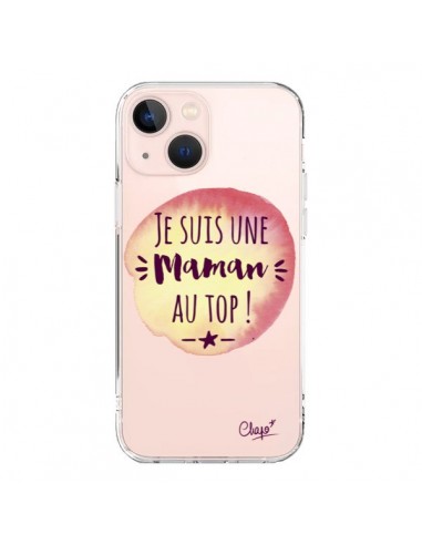 Coque iPhone 13 Mini Je suis une Maman au Top Orange Transparente - Chapo