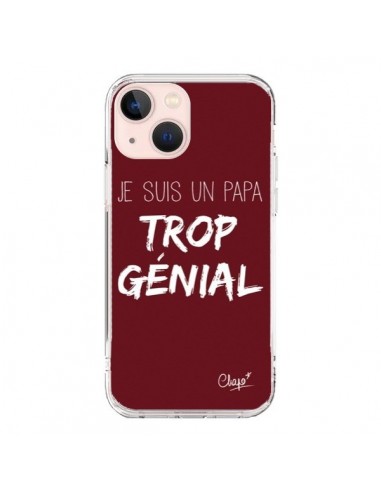 Coque iPhone 13 Mini Je suis un Papa trop Génial Rouge Bordeaux - Chapo