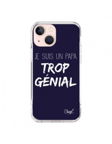 Coque iPhone 13 Mini Je suis un Papa trop Génial Bleu Marine - Chapo