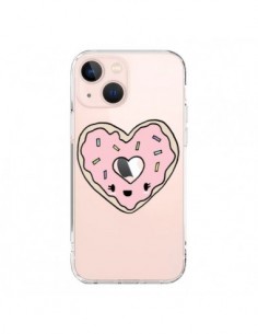 Cover iPhone 13 Mini Ciambella Cuore Rosa Trasparente -...