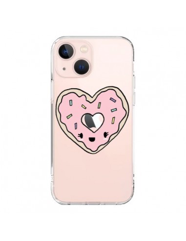 Coque iPhone 13 Mini Donuts Heart Coeur Rose Transparente - Claudia Ramos